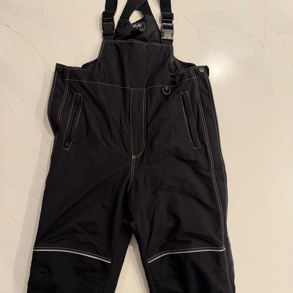 GS Gold Extreme Mens Black Insulated Snow Bibs Ski Overalls Contrast Stitch L